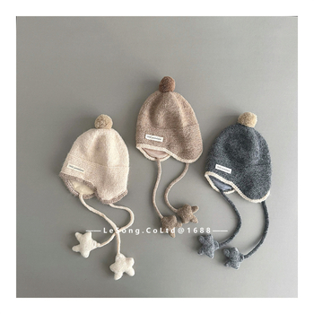 Pletena zimska kapa za djecu: zaštita za uši, traka sa zvjezdicom, kupolasti oblik, akrilna vlakna, tie-dye (uzrast 6-12 mjeseci do 4 godine)