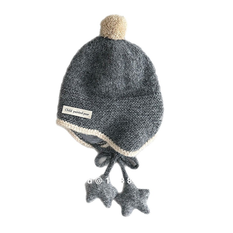 Pletena zimska kapa za djecu: zaštita za uši, traka sa zvjezdicom, kupolasti oblik, akrilna vlakna, tie-dye (uzrast 6-12 mjeseci do 4 godine)
