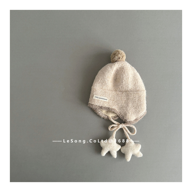 Pletena zimska kapa za djecu: zaštita za uši, traka sa zvjezdicom, kupolasti oblik, akrilna vlakna, tie-dye (uzrast 6-12 mjeseci do 4 godine)