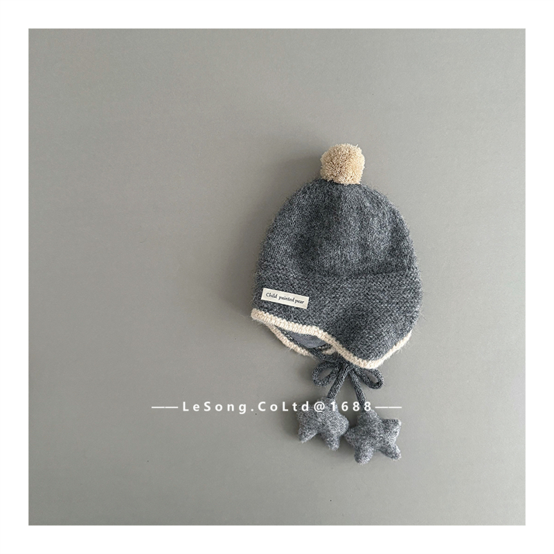 Pletena zimska kapa za djecu: zaštita za uši, traka sa zvjezdicom, kupolasti oblik, akrilna vlakna, tie-dye (uzrast 6-12 mjeseci do 4 godine)