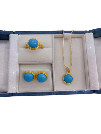 Turkizni set nakita: ugrađeni kristali, zmijska lančana, naušnice + ogrlica + narukvica, motiv zodijaka, originalni dizajn
