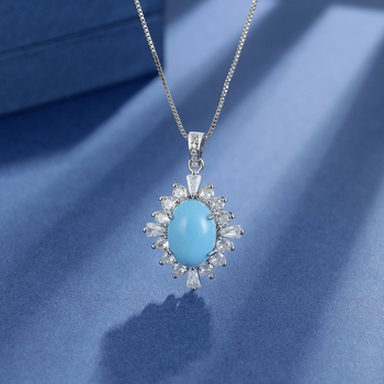 Paraiba plavi cirkon imitacijski set nakita – vintage euro-američki stil, privjesak, prsten, naušnice