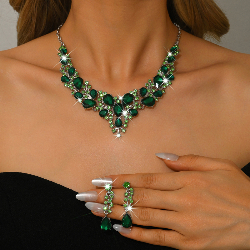 Set ogrlice i naušnica, bakar, elektroplatina, privjesak Rhinestone, lančić kandžama, uzorak zvijezde/sunce i mjesec/oblaci/svemir