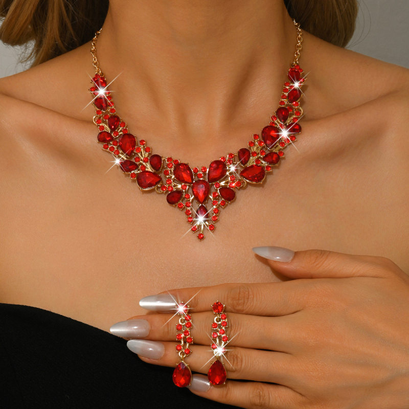 Set ogrlice i naušnica, bakar, elektroplatina, privjesak Rhinestone, lančić kandžama, uzorak zvijezde/sunce i mjesec/oblaci/svemir