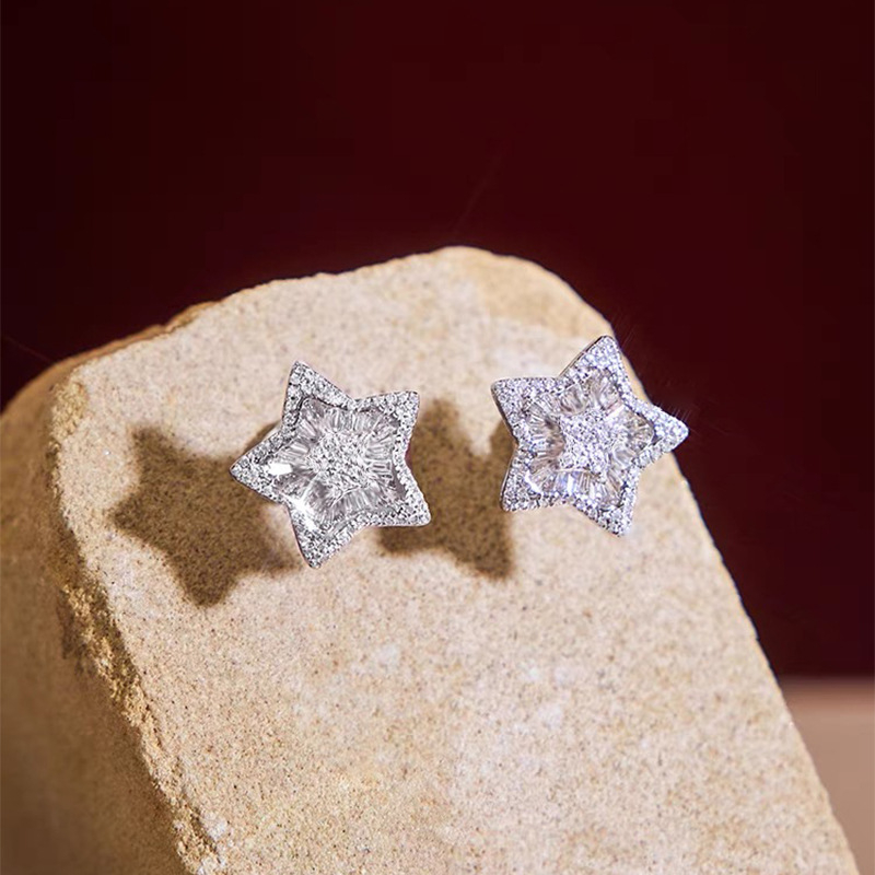 Csillag alakú topáz ékszerszett nőknek – fülbevaló és nyaklánc, réz beépítés, elektroplattált