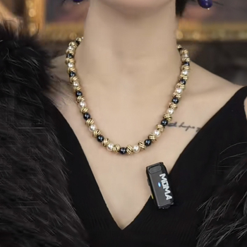 S925 ezüst lánccal készült kagylógyöngyös nyaklánc, kerek gyöngyök, luxus dizájn