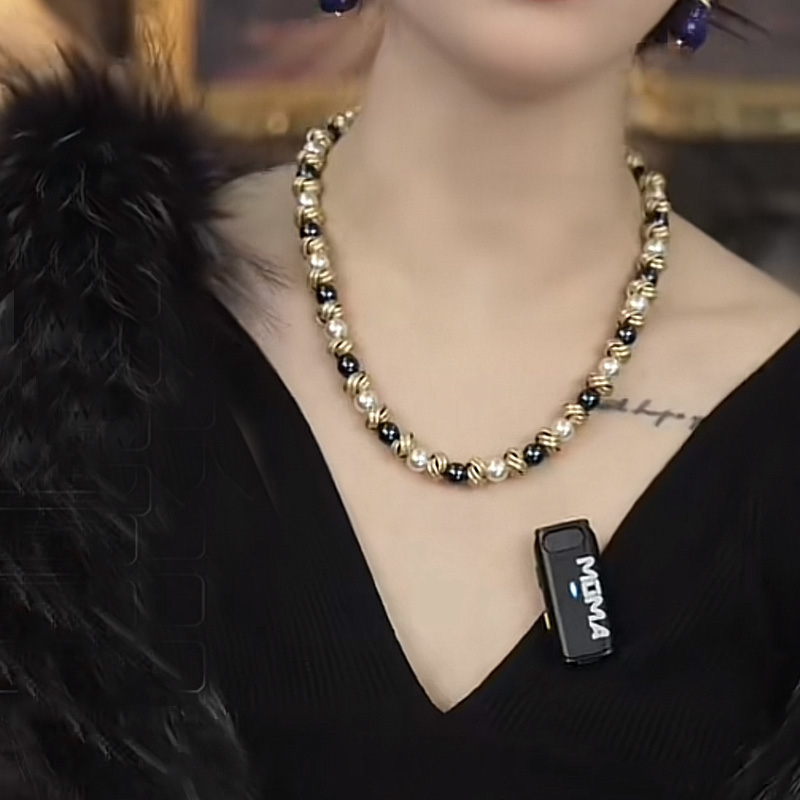 S925 ezüst lánccal készült kagylógyöngyös nyaklánc, kerek gyöngyök, luxus dizájn