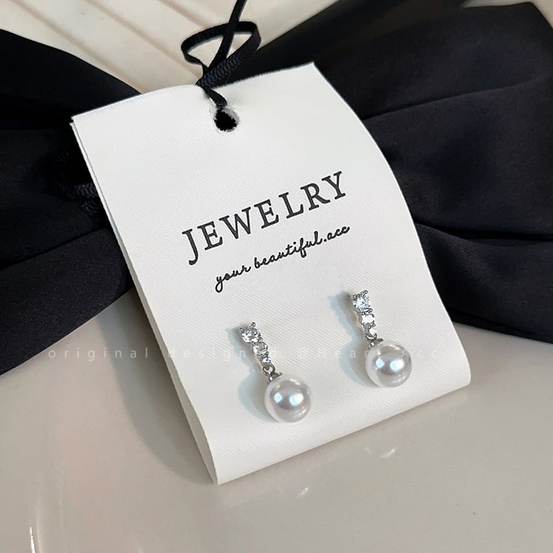 Geometrijski naušnice s perlom i dijamantom, 14k zlata post za uho, moderan stil