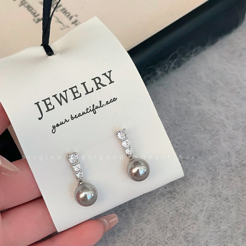 Geometrijski naušnice s perlom i dijamantom, 14k zlata post za uho, moderan stil