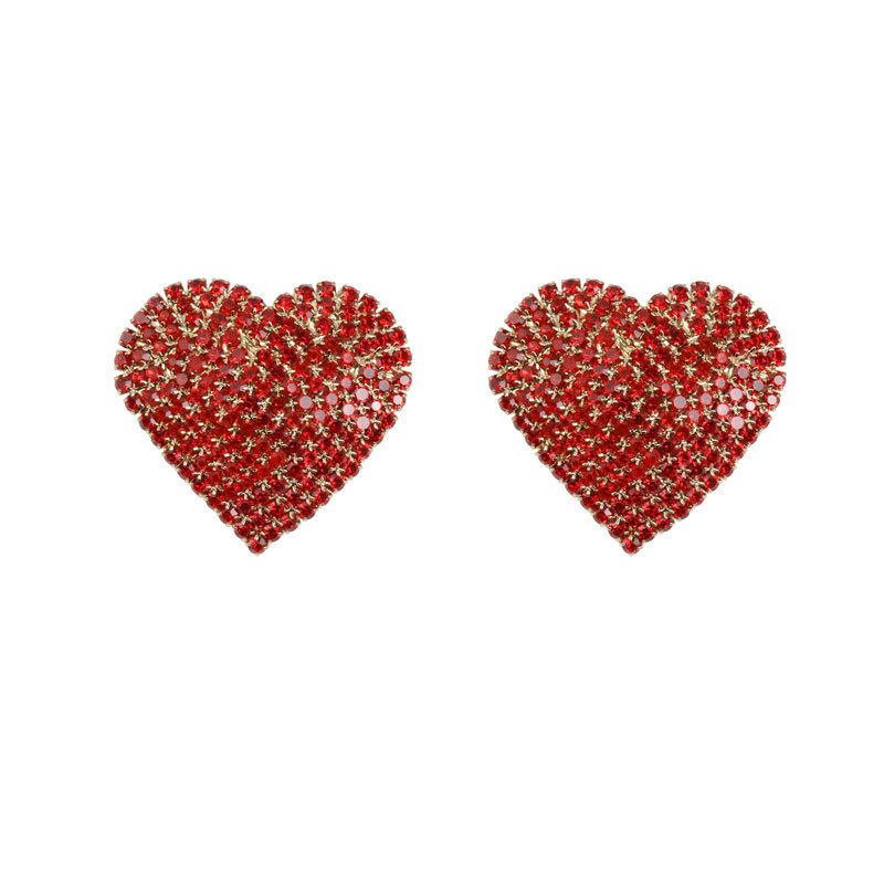 Cercei inimă din rhinestone, știft din argint 925, montură diamantată