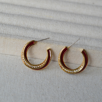 Miya Sophia Jewelry pozlaćeni bakar Möbius prsten naušnice s 925 srebrnim iglama, emajlna glazura