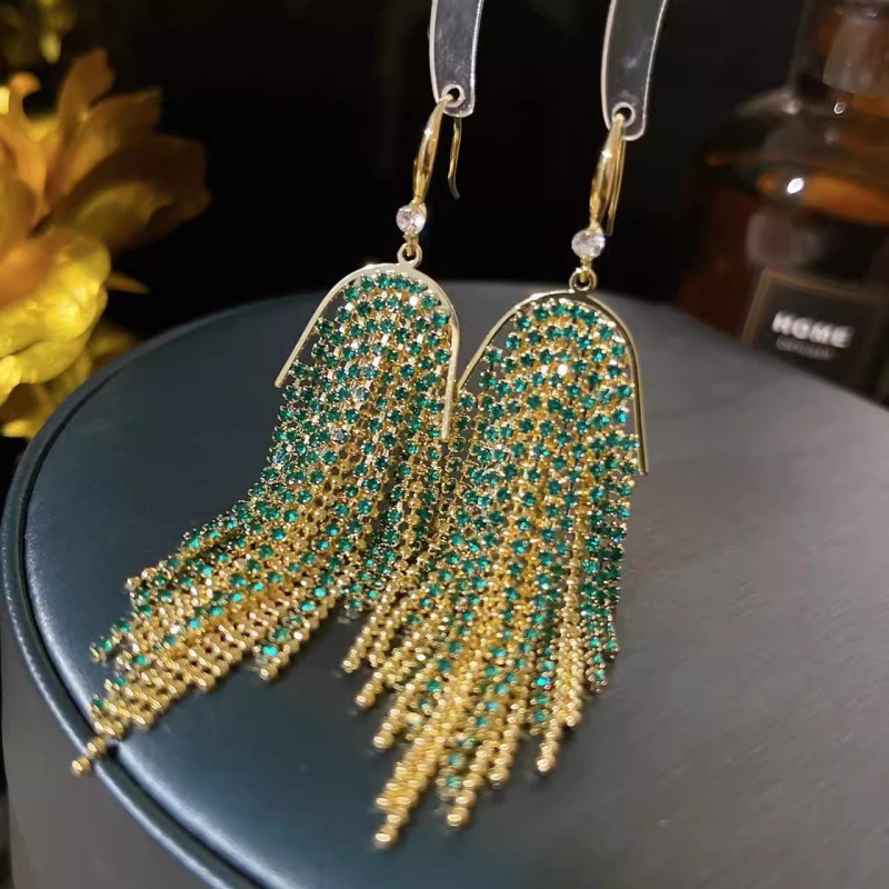 Cercei cu cristale (design geometric, placare electroplatică, pentru femei)