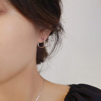 Cercei - cupru, pătrate geometrice, placare electrolitică, brand Qianzhi, cod EH0081