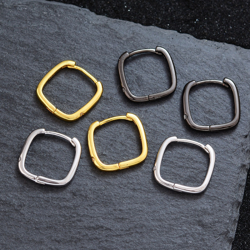 Cercei - cupru, pătrate geometrice, placare electrolitică, brand Qianzhi, cod EH0081