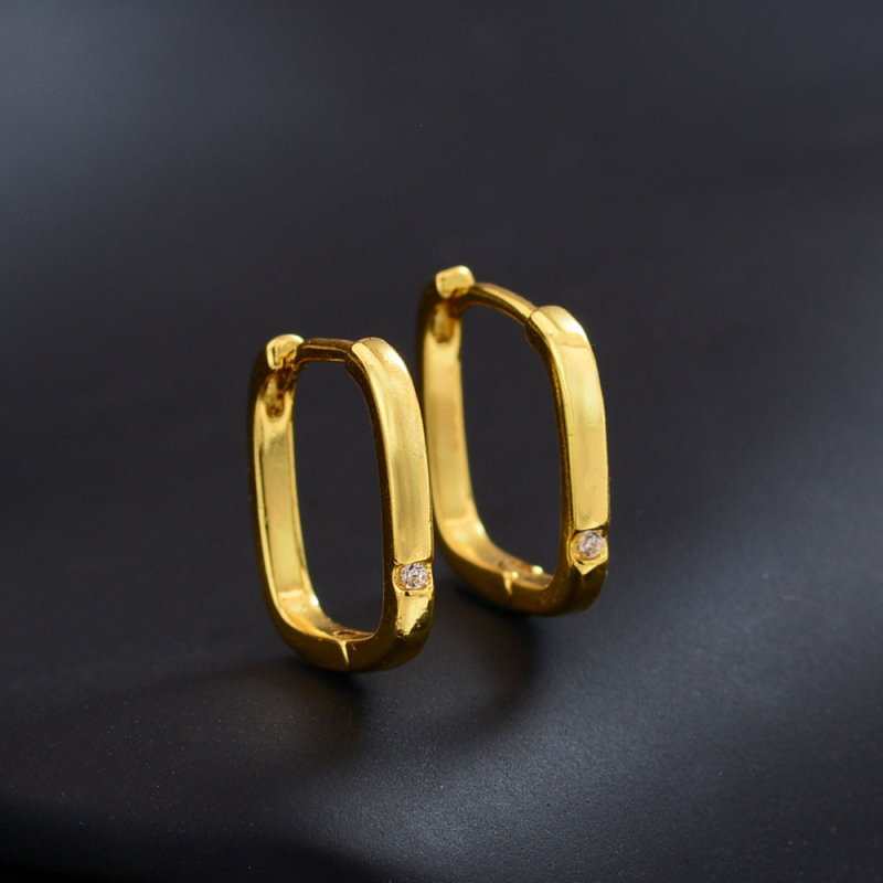 Cercei - cupru, pătrate geometrice, placare electrolitică, brand Qianzhi, cod EH0081