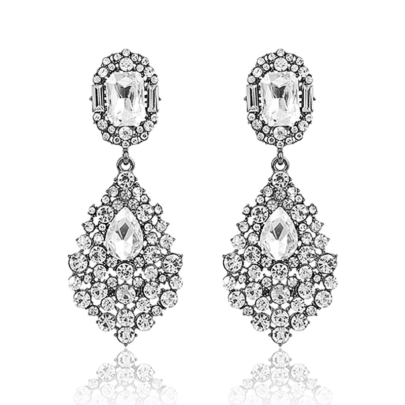 Fülbevalók - Rhinestone, Office Lady divat nőknek, csepp alakú, egyedi csomagolás (Anyag: Rhinestone; Stílus: Fashion OL, Nők; Forma: Csepp alakú; Csomagolás: Egyedi)