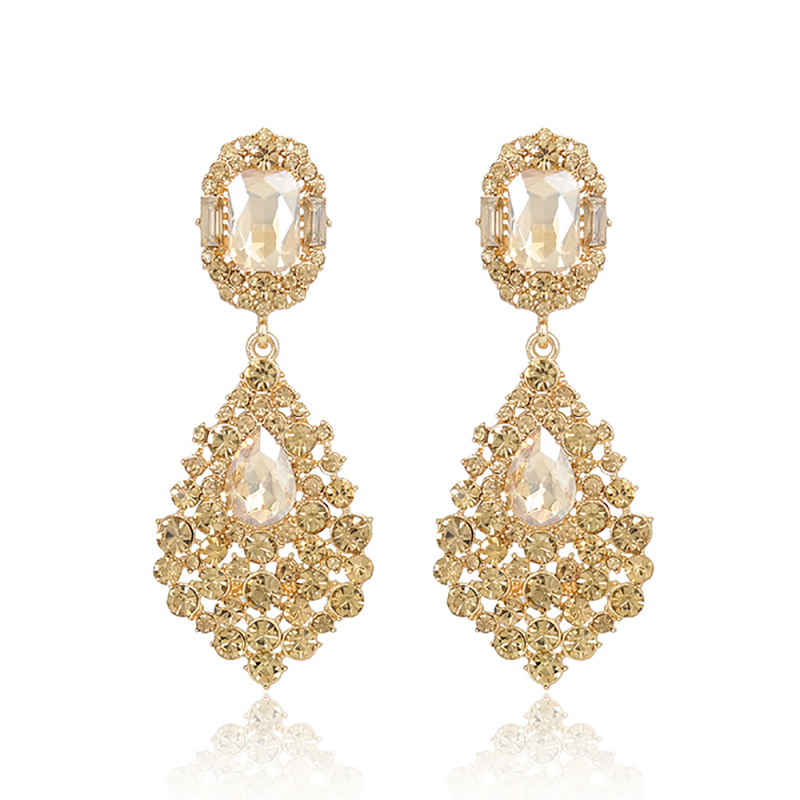 Fülbevalók - Rhinestone, Office Lady divat nőknek, csepp alakú, egyedi csomagolás (Anyag: Rhinestone; Stílus: Fashion OL, Nők; Forma: Csepp alakú; Csomagolás: Egyedi)