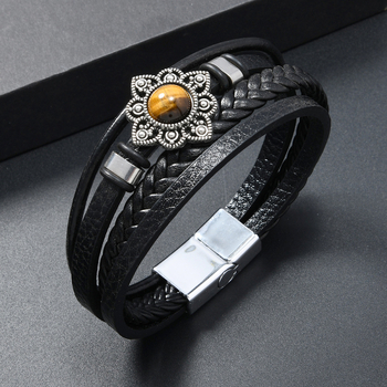 Brățară unisex din aliaj, țesută manual, design geometric, stil vintage