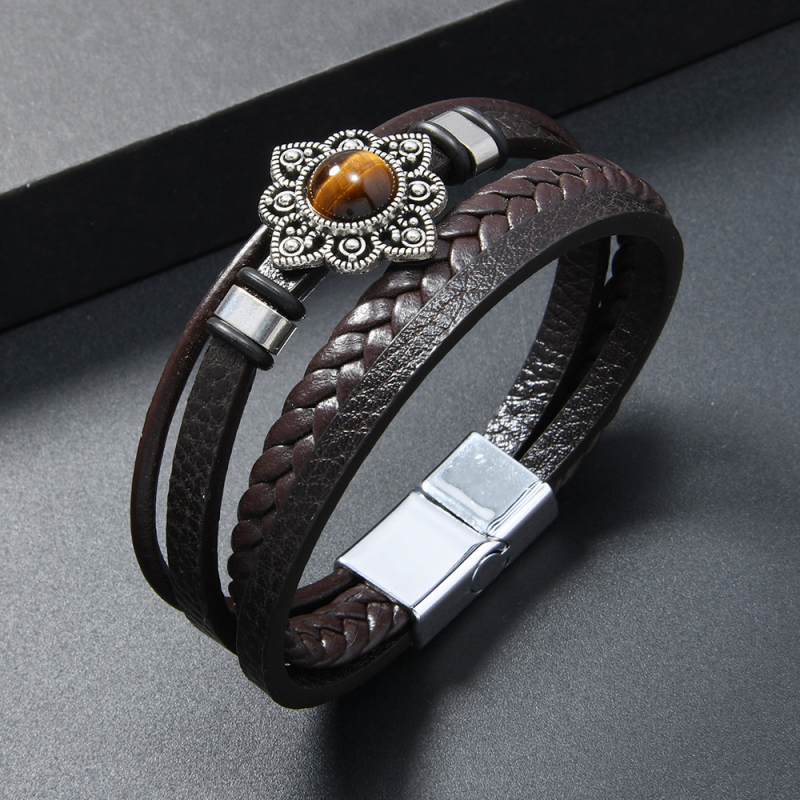 Brățară unisex din aliaj, țesută manual, design geometric, stil vintage