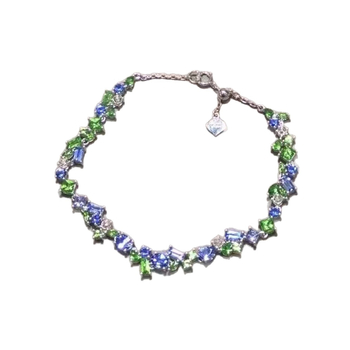 Set de bijuterii din trei piese: rhinestones verzi-azurii, geometrice, multistrat, aliaj, 41–50 cm