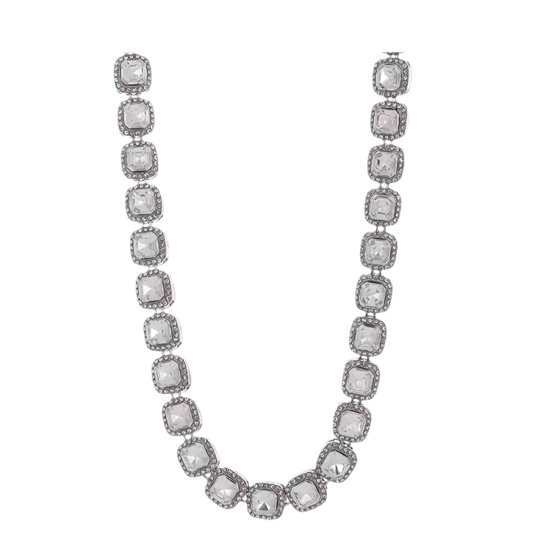 Colier cu pandantiv din aliaj, lanț regulat, tratament cristal, model: Iubire / Picături de apă / Clopot, stil Jazz Wind retro