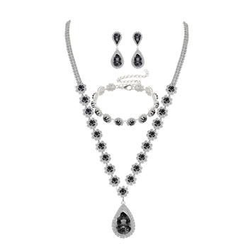 Set de bijuterii cu rhinestone pentru mireasă: Colier, Cercei în formă de picătură și brățară (Material: Rhinestone; Formă: Picătură; Lanț: Lanț normal; Brand: Lichunhua; Sezon: Iarna 2025)