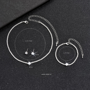 Set nakita s rhinestones: naušnice, ogrlica i dodaci za ruku; minimalistički stil, dijamantna obrada, uzorak zvijezda/sunce i mjesec/kosmos