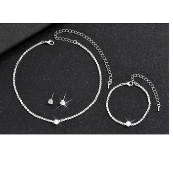 Set nakita s rhinestones: naušnice, ogrlica i dodaci za ruku; minimalistički stil, dijamantna obrada, uzorak zvijezda/sunce i mjesec/kosmos