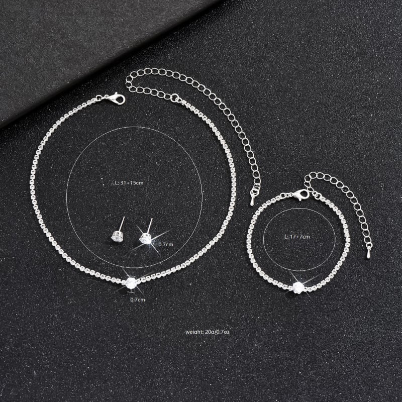 Set nakita s rhinestones: naušnice, ogrlica i dodaci za ruku; minimalistički stil, dijamantna obrada, uzorak zvijezda/sunce i mjesec/kosmos