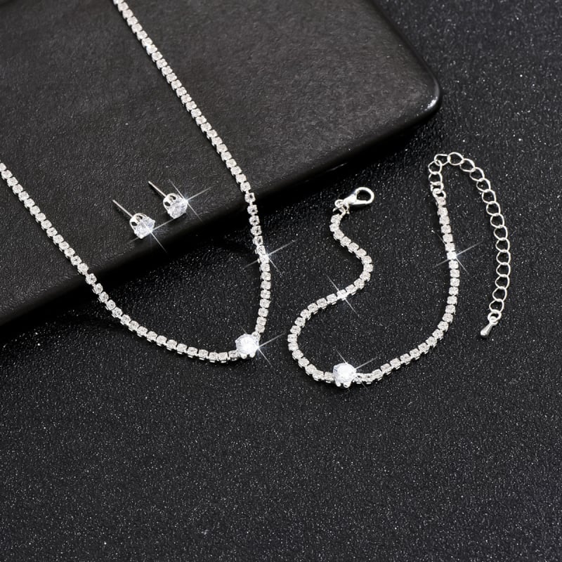 Set nakita s rhinestones: naušnice, ogrlica i dodaci za ruku; minimalistički stil, dijamantna obrada, uzorak zvijezda/sunce i mjesec/kosmos