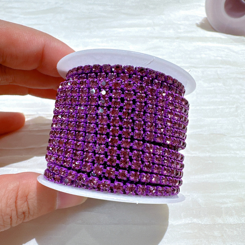 3 mm lanac s kristalima za nokte, elektroplatirano, DIY dodatak