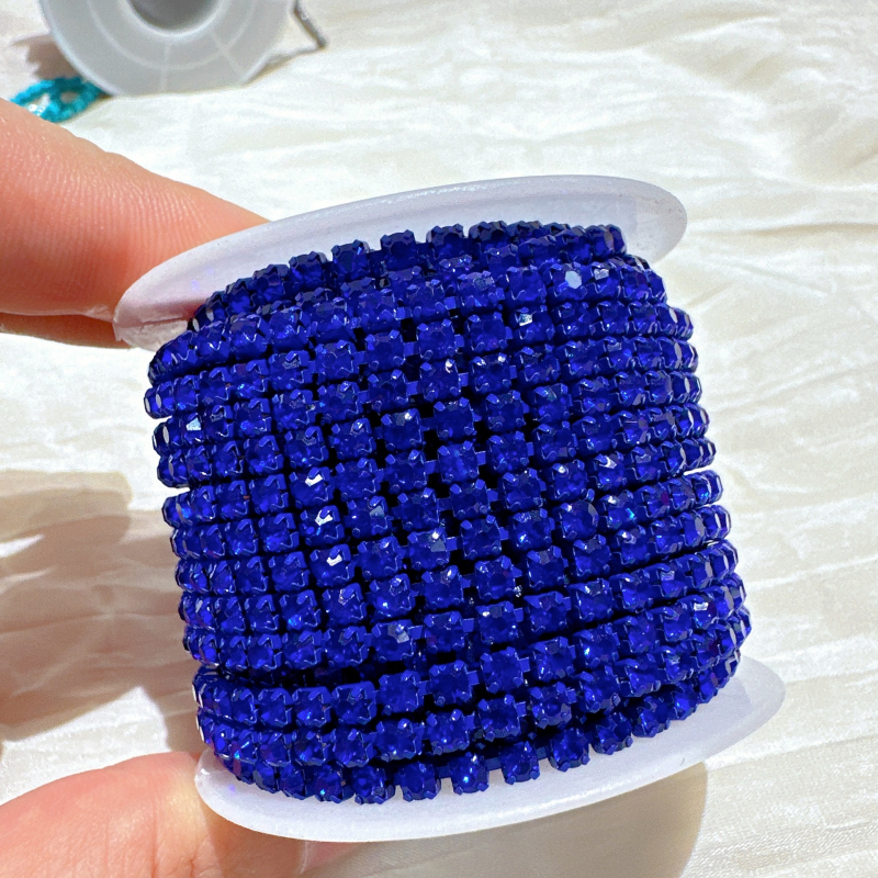 3 mm lanac s kristalima za nokte, elektroplatirano, DIY dodatak