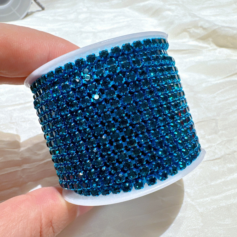 3 mm lanac s kristalima za nokte, elektroplatirano, DIY dodatak