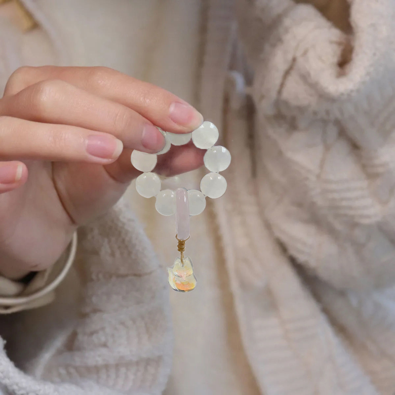 Гривна от стъклени мънища с глазура, естествен стил, унисекс, кръгла форма, ръчна изработка, 8 броя