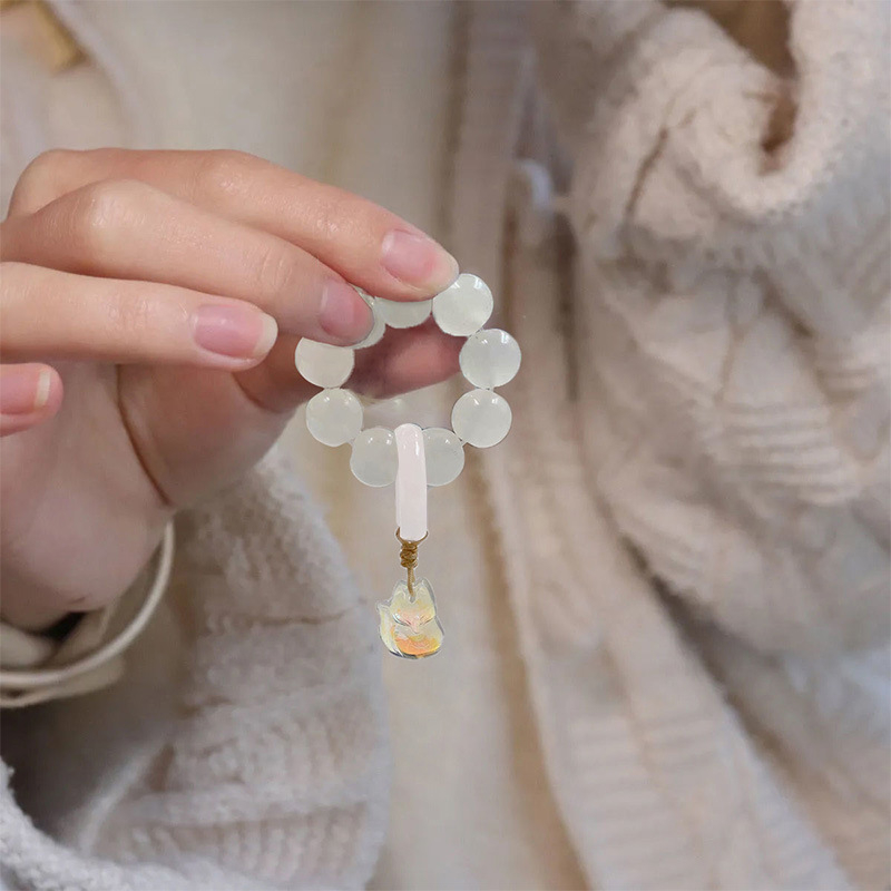 Гривна от стъклени мънища с глазура, естествен стил, унисекс, кръгла форма, ръчна изработка, 8 броя