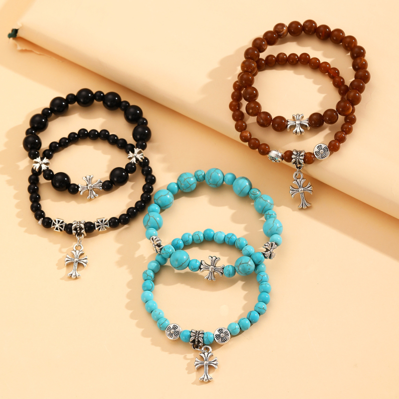 Гривна с тюркоаз и сплавни вставки от изкуствени камъни, винтидж стил, ръчна изработка