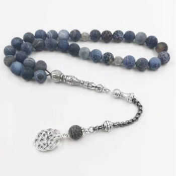 Браслет Tasbih, мюсюлмански молитвени мъниста, 33 агатовi мъниста, ръчна изработка, унисекс, геометричен дизайн
