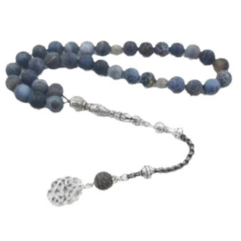 Браслет Tasbih, мюсюлмански молитвени мъниста, 33 агатовi мъниста, ръчна изработка, унисекс, геометричен дизайн