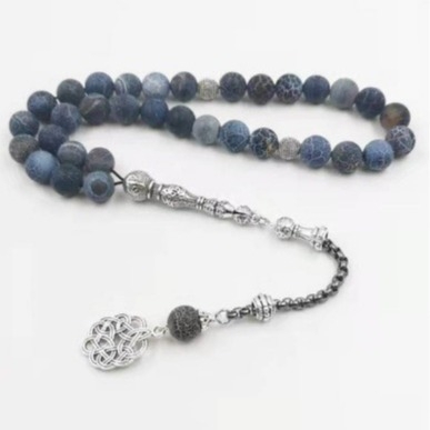 Браслет Tasbih, мюсюлмански молитвени мъниста, 33 агатовi мъниста, ръчна изработка, унисекс, геометричен дизайн