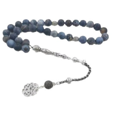 Браслет Tasbih, мюсюлмански молитвени мъниста, 33 агатовi мъниста, ръчна изработка, унисекс, геометричен дизайн
