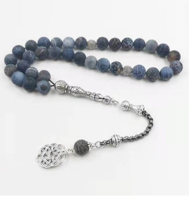 Браслет Tasbih, мюсюлмански молитвени мъниста, 33 агатовi мъниста, ръчна изработка, унисекс, геометричен дизайн
