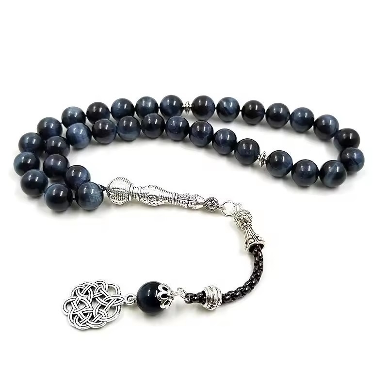 Браслет Tasbih, мюсюлмански молитвени мъниста, 33 агатовi мъниста, ръчна изработка, унисекс, геометричен дизайн