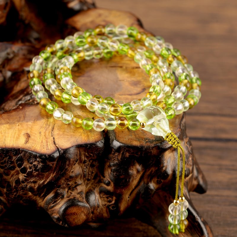 Гривна с Буда мъниста от стъклени глазури, етно стил, унисекс, марка Ancient glaze, изработка Ancient Law
