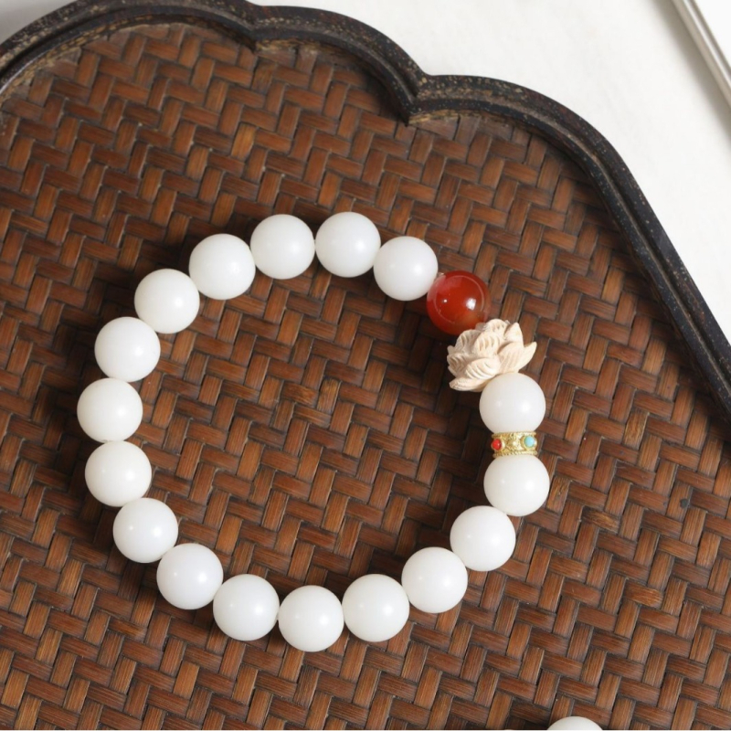 Bodhi гривна, естествена, унисекс, полирани мъниста, 18 броя