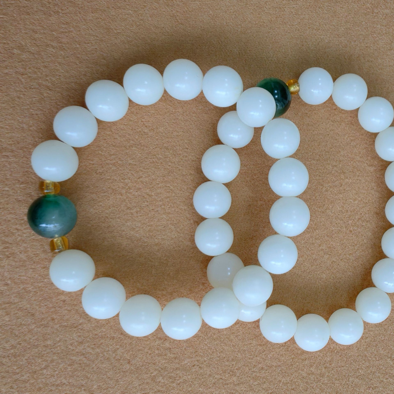 Bodhi гривна, естествена, унисекс, полирани мъниста, 18 броя