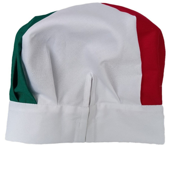 Šefcepure ar krāsu blokiem, universāla, plakanais augšdaļa, poliestera-kokvilnas maisījums, plata mala