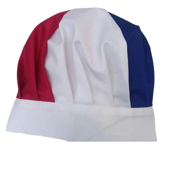 Šefcepure ar krāsu blokiem, universāla, plakanais augšdaļa, poliestera-kokvilnas maisījums, plata mala