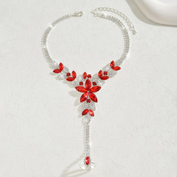 Глезен гривна с цветна висулка, медна основа, позлатени камъни, Bogena