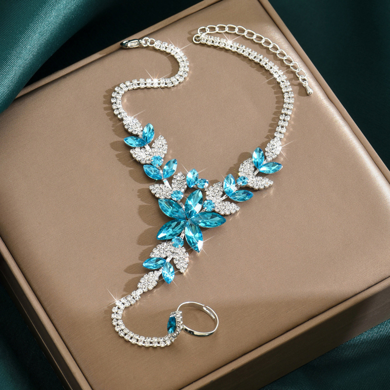 Глезен гривна с цветна висулка, медна основа, позлатени камъни, Bogena