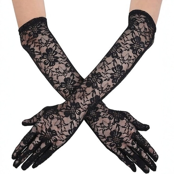 Hosszú csipkés kesztyűk, vintage háló stílus, elasztikus, menyasszonyi virágos kiegészítő, eredeti dizájn, 2025 tavasz